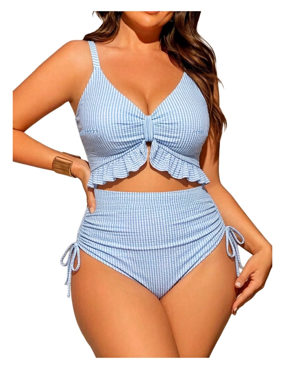 Conjunto bikini estampado A rayas para mujer