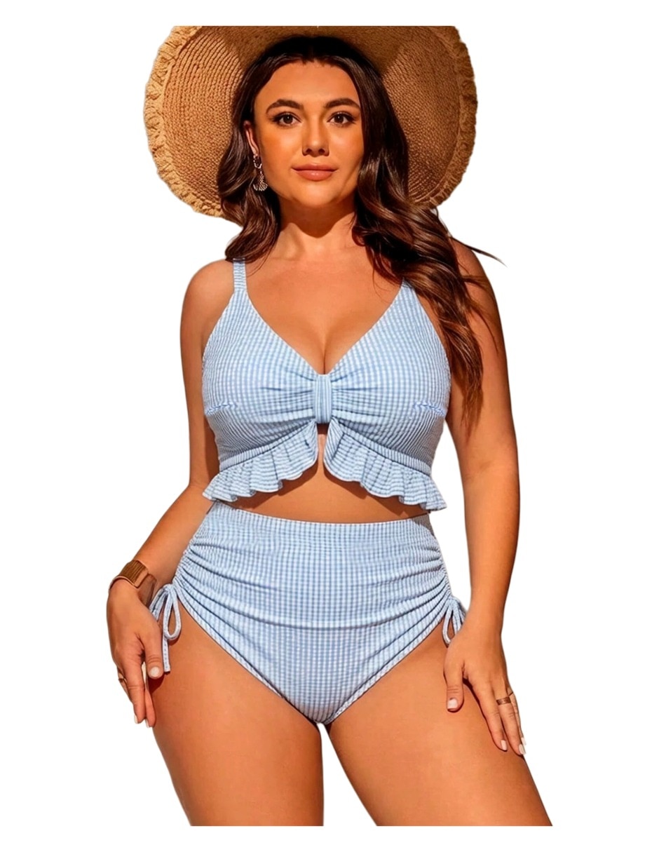 Conjunto bikini estampado A rayas para mujer 4