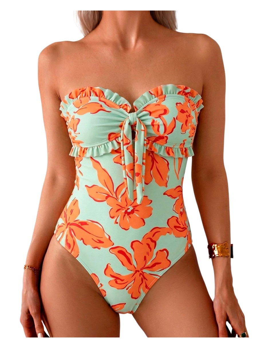 Traje de baño completo estampado floral para mujer Traje de baño completo estampado floral para mujer