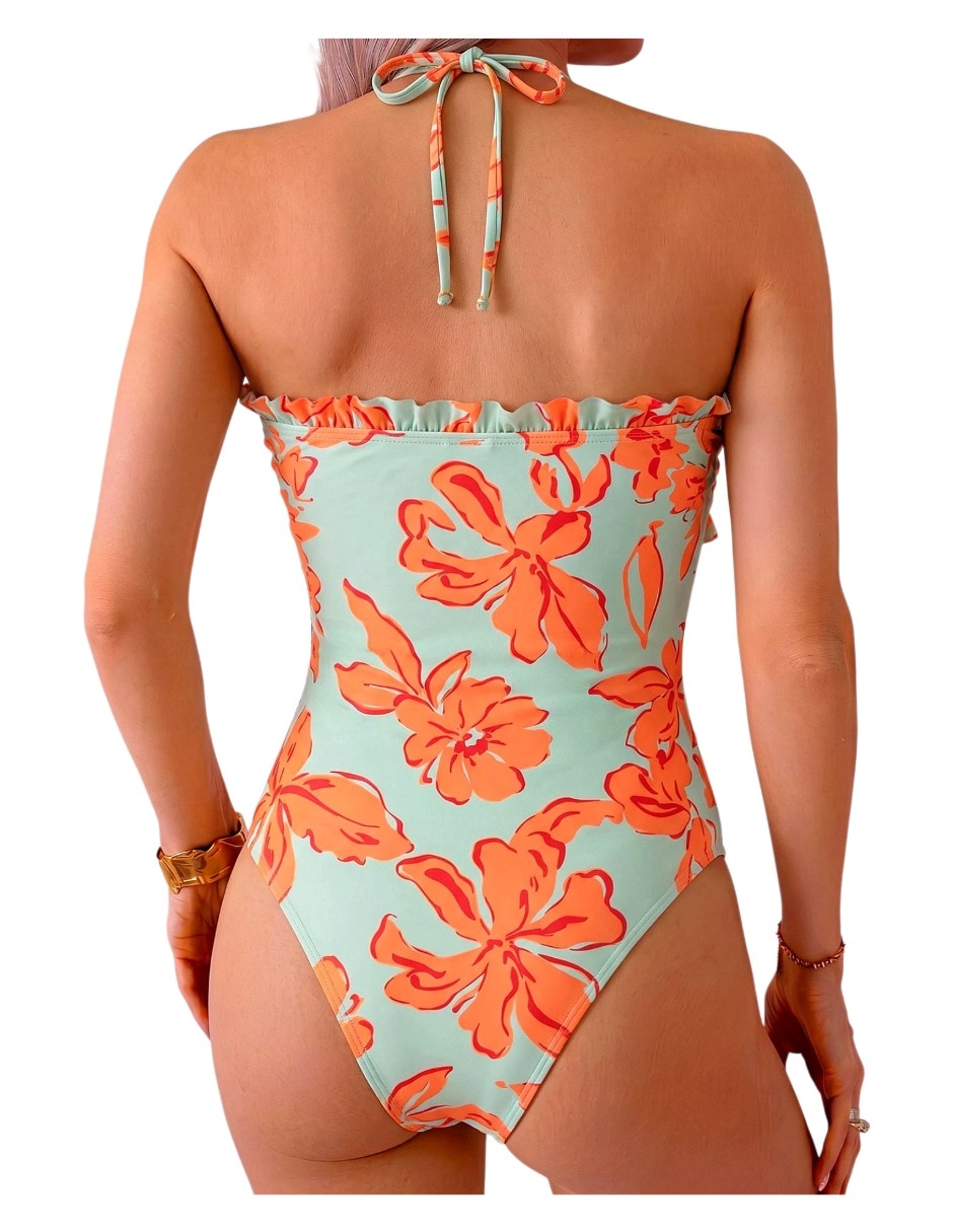 Traje de baño completo estampado floral para mujer 2