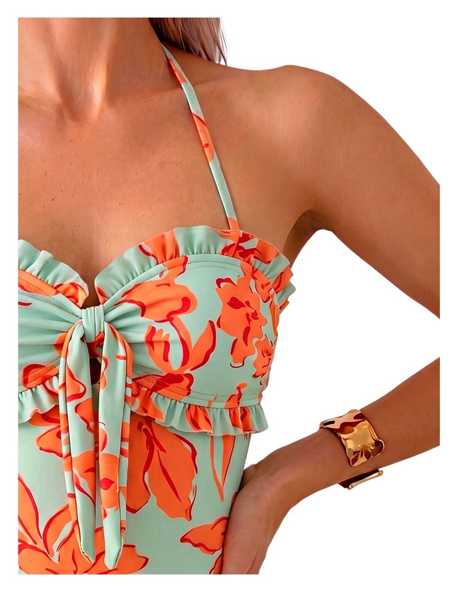 Traje de baño completo estampado floral para mujer 3