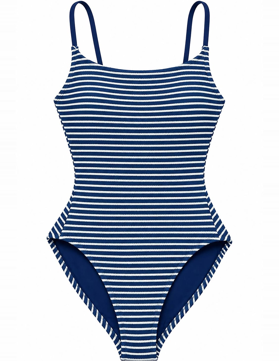Traje de baño completo estampado a rayas para mujer 4