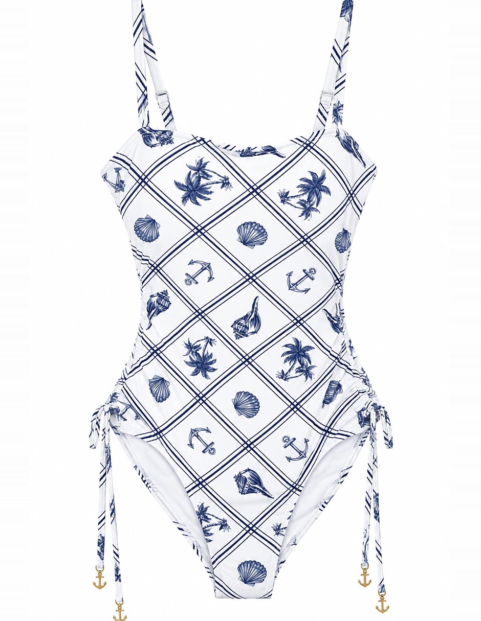 Traje de baño completo estampado náutico para mujer 4