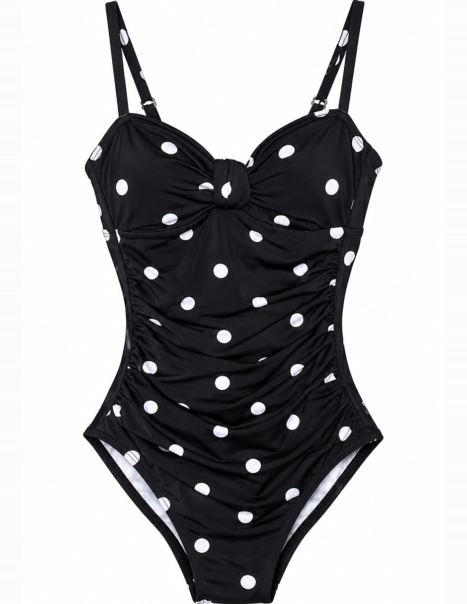 Traje de baño completo estampado lunares para mujer 4