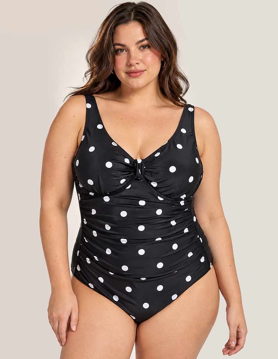 Traje de baño completo estampado lunares para mujer