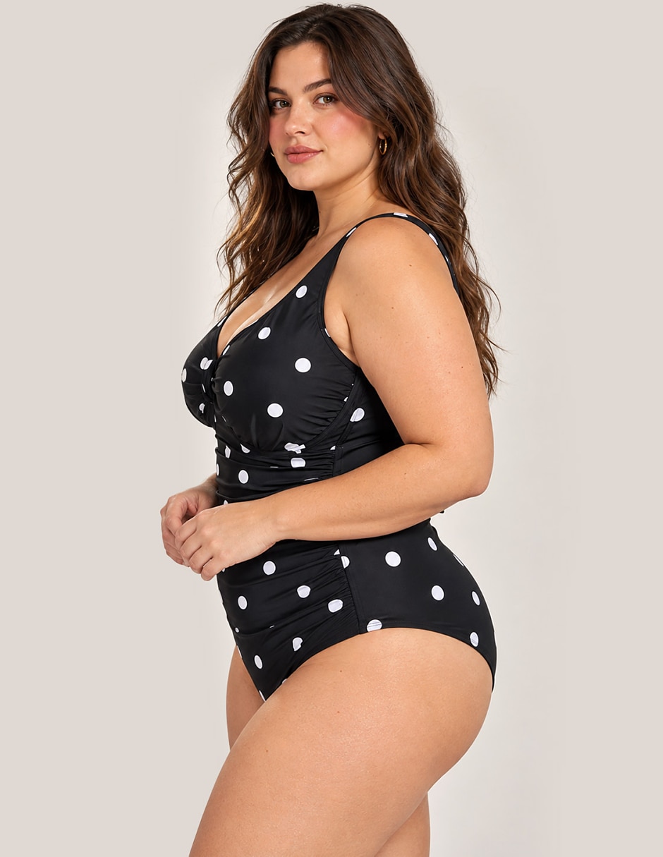Traje de baño completo estampado lunares para mujer 2