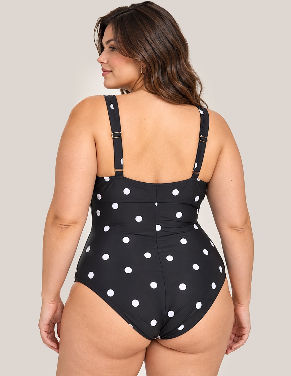 Traje de baño completo estampado lunares para mujer 3
