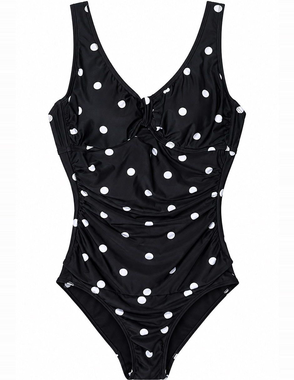 Traje de baño completo estampado lunares para mujer 4
